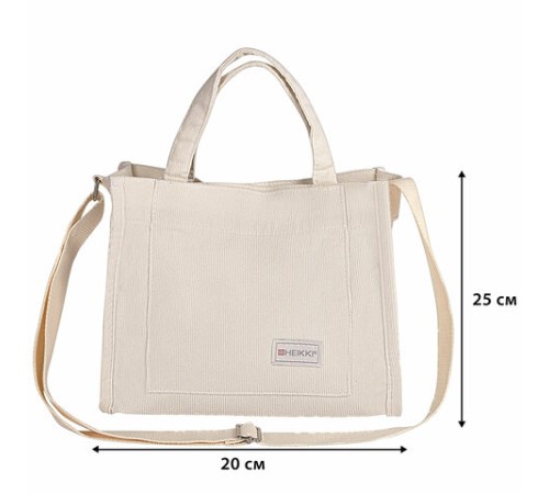 Сумка шоппер HEIKKI MINI (ХЕЙКИ), вельвет, 25х20 см, бежевый, 272440