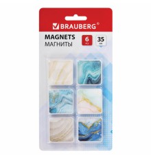 Магниты квадратные стеклянные 35 мм для досок магнитно-маркерных, НАБОР 6 шт., 