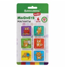 Магниты квадратные стеклянные 35 мм для досок магнитно-маркерных, НАБОР 6 шт., 