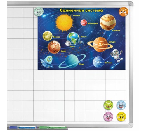 Магниты стеклянные 35 мм для досок магнитно-маркерных, НАБОР 6 шт., 