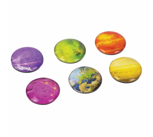 Магниты стеклянные 35 мм для досок магнитно-маркерных, НАБОР 6 шт., 