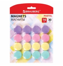 Магниты 30 мм, НАБОР 16 шт., BRAUBERG 