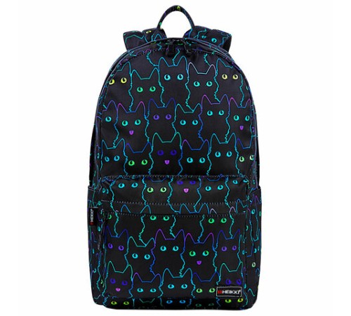 Рюкзак HEIKKI DREAM (ХЕЙКИ) универсальный, с карманом для ноутбука, эргономичный, Neon cats, 42х26х14 см, 272524