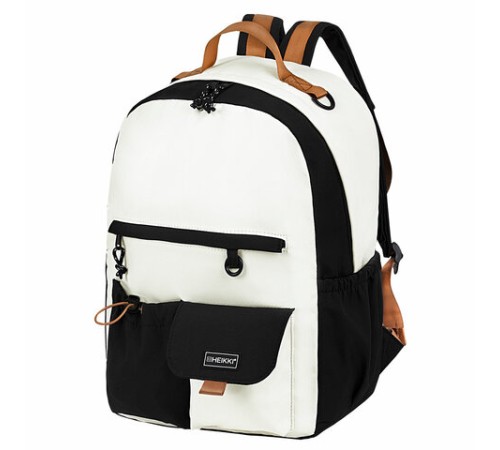 Рюкзак HEIKKI EDITION (ХЕЙКИ) универсальный, 6 карманов, бежевый/черный, 42х30х14 см, 272541