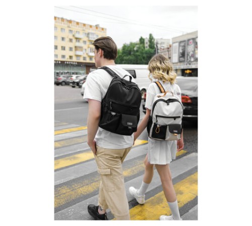 Рюкзак HEIKKI EDITION (ХЕЙКИ) универсальный, 6 карманов, бежевый/черный, 42х30х14 см, 272541