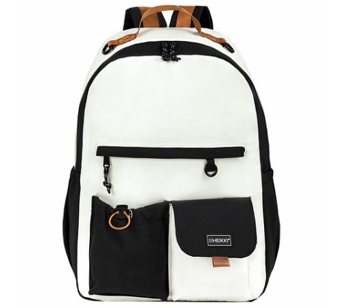 Рюкзак HEIKKI EDITION (ХЕЙКИ) универсальный, 6 карманов, бежевый/черный, 42х30х14 см, 272541