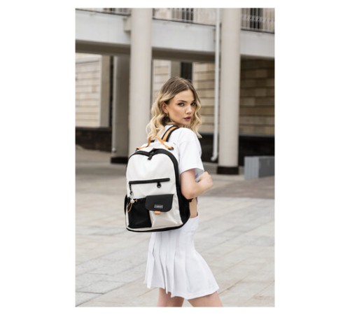 Рюкзак HEIKKI EDITION (ХЕЙКИ) универсальный, 6 карманов, бежевый/черный, 42х30х14 см, 272541