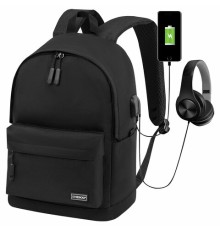 Рюкзак HEIKKI ACTIVE (ХЕЙКИ) универсальный, отделение для ноутбука, USB-порт, черный, 44х31х14 см, 272560