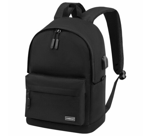 Рюкзак HEIKKI ACTIVE (ХЕЙКИ) универсальный, отделение для ноутбука, USB-порт, черный, 44х31х14 см, 272560