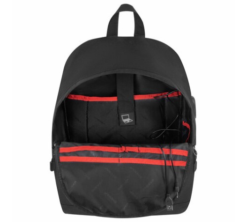 Рюкзак HEIKKI ACTIVE (ХЕЙКИ) универсальный, отделение для ноутбука, USB-порт, черный, 44х31х14 см, 272560