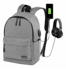 Рюкзак HEIKKI ACTIVE (ХЕЙКИ) универсальный, отделение для ноутбука, USB-порт, серый, 44х31х14 см, 272561