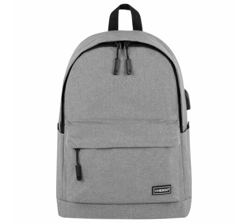 Рюкзак HEIKKI ACTIVE (ХЕЙКИ) универсальный, отделение для ноутбука, USB-порт, серый, 44х31х14 см, 272561