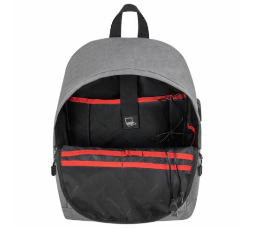 Рюкзак HEIKKI ACTIVE (ХЕЙКИ) универсальный, отделение для ноутбука, USB-порт, серый, 44х31х14 см, 272561