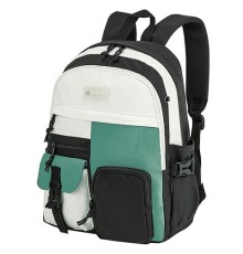 Рюкзак HEIKKI BLOCKS (ХЕЙКИ) универсальный, 2 отделения, черный/бирюзовый/бежевый, 44х32х17 см, 272562