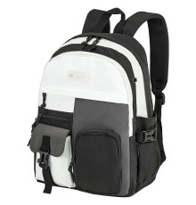 Рюкзак HEIKKI BLOCKS (ХЕЙКИ) универсальный, 2 отделения, черный/серый/белый, 44х32х17 см, 272563