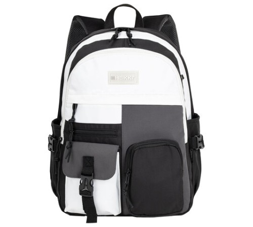 Рюкзак HEIKKI BLOCKS (ХЕЙКИ) универсальный, 2 отделения, черный/серый/белый, 44х32х17 см, 272563