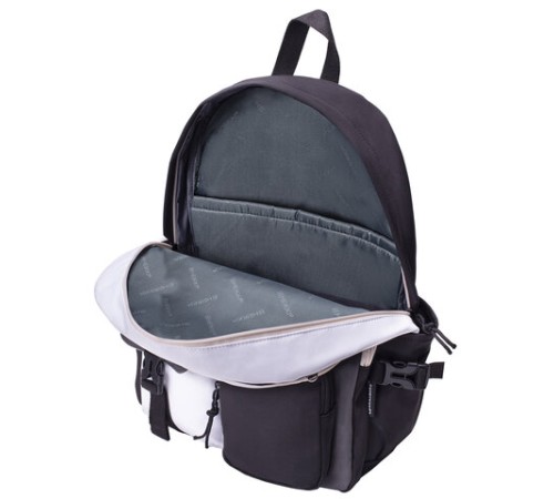 Рюкзак HEIKKI BLOCKS (ХЕЙКИ) универсальный, 2 отделения, черный/серый/белый, 44х32х17 см, 272563