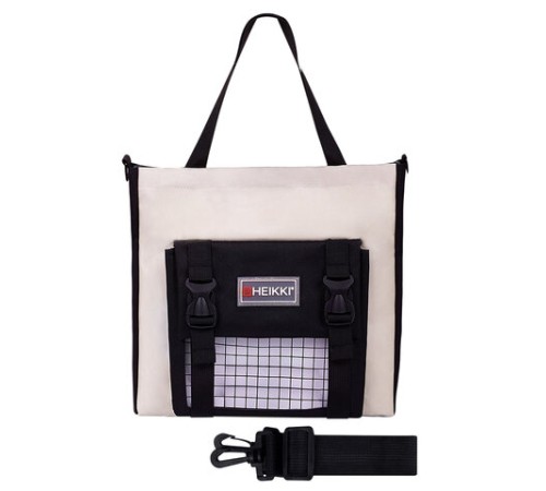 Рюкзак HEIKKI COMBO (ХЕЙКИ), сумка-шоппер, косметичка, пенал В ПОДАРОК, черно-белый, 42х30х14 см, 272564
