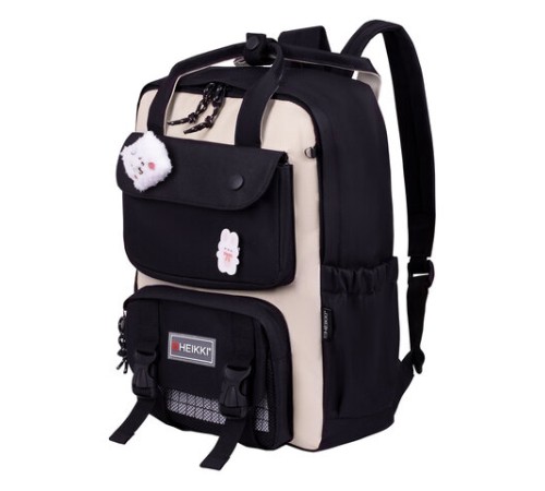 Рюкзак HEIKKI COMBO (ХЕЙКИ), сумка-шоппер, косметичка, пенал В ПОДАРОК, бело-черный, 42х30х14 см,272565
