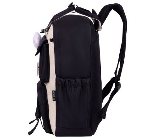 Рюкзак HEIKKI COMBO (ХЕЙКИ), сумка-шоппер, косметичка, пенал В ПОДАРОК, бело-черный, 42х30х14 см,272565