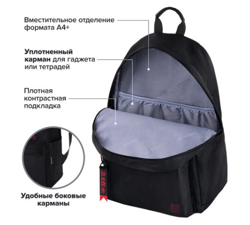 Рюкзак BRAUBERG FASHION CITY универсальный, карман-антивор, 