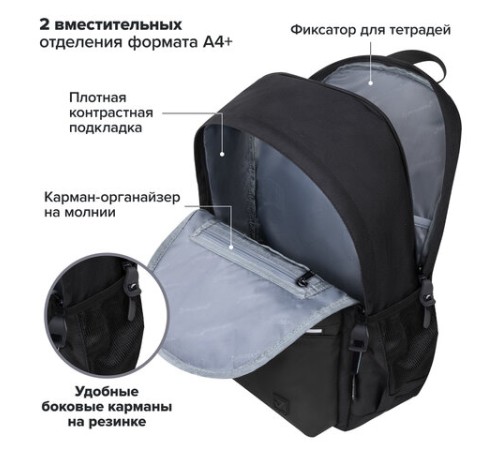 Рюкзак BRAUBERG FASHION CITY универсальный, 2 отделения, 