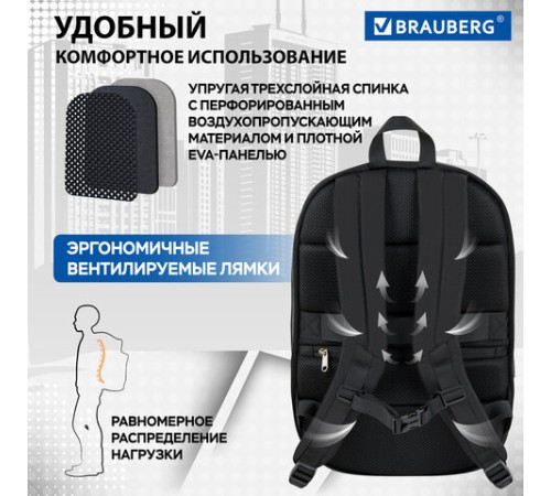 Рюкзак BRAUBERG FUNCTIONAL с отделением для ноутбука, 2 отделения, карман-антивор, 