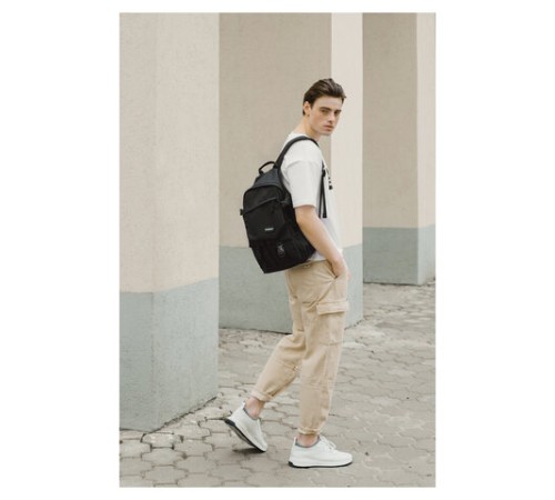 Рюкзак HEIKKI FUSION (ХЕЙКИ) универсальный, отделение для ноутбука, карман-антивор, черный, 43х30х14 см, 272577