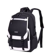 Рюкзак HEIKKI FUSION (ХЕЙКИ) универсальный, USB-порт, черный с белыми вставками, 45х31х15 см, 272578