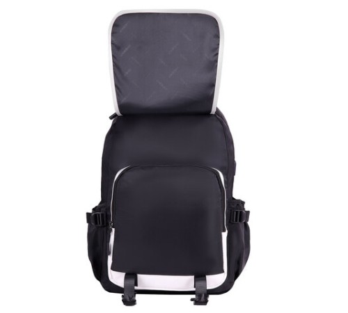 Рюкзак HEIKKI FUSION (ХЕЙКИ) универсальный, USB-порт, черный с белыми вставками, 45х31х15 см, 272578