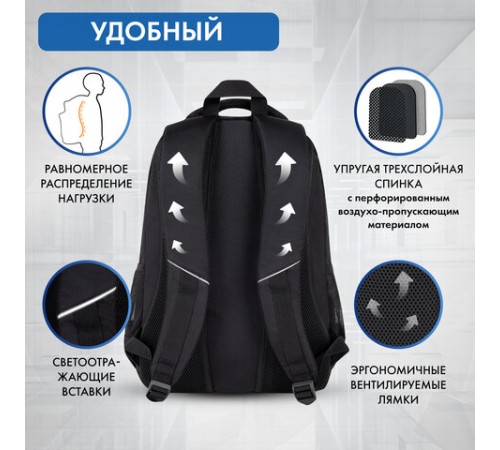 Рюкзак BRAUBERG CONCEPT универсальный, 2 отделения, светоотражающий принт, 