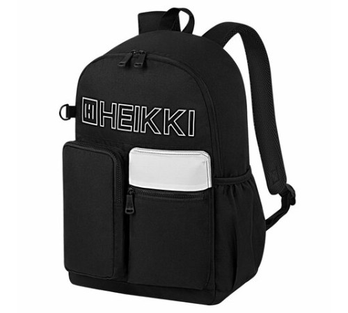 Рюкзак HEIKKI UNIQUE (ХЕЙКИ) универсальный, 6 карманов, черный с белыми вставками, 42х29х16 см, 272585