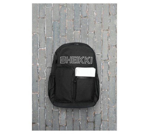 Рюкзак HEIKKI UNIQUE (ХЕЙКИ) универсальный, 6 карманов, черный с белыми вставками, 42х29х16 см, 272585