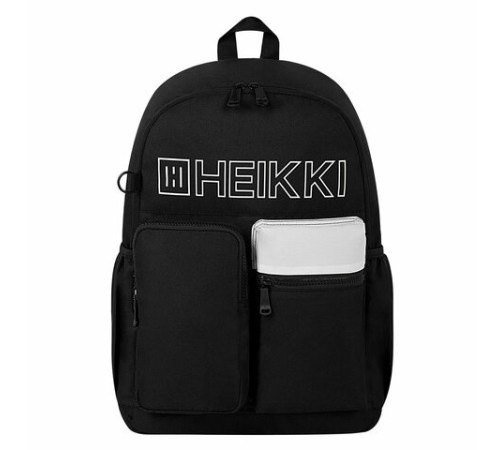 Рюкзак HEIKKI UNIQUE (ХЕЙКИ) универсальный, 6 карманов, черный с белыми вставками, 42х29х16 см, 272585