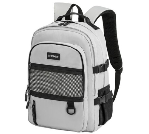 Рюкзак HEIKKI TRILL (ХЕЙКИ) универсальный, 3 отделения, серый с черными вставками, 43х31х14 см, 272586