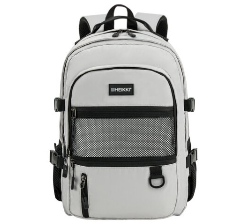 Рюкзак HEIKKI TRILL (ХЕЙКИ) универсальный, 3 отделения, серый с черными вставками, 43х31х14 см, 272586