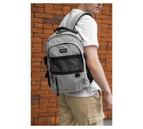 Рюкзак HEIKKI TRILL (ХЕЙКИ) универсальный, 3 отделения, серый с черными вставками, 43х31х14 см, 272586