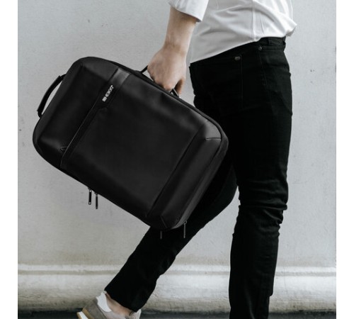 Рюкзак-сумка HEIKKI PRIORITY (ХЕЙКИ) с отделением для ноутбука, 2 отделения, черный, 45x31x15 см, 272587