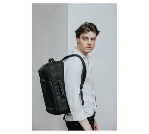 Рюкзак-сумка HEIKKI PRIORITY (ХЕЙКИ) с отделением для ноутбука, 2 отделения, черный, 45x31x15 см, 272587