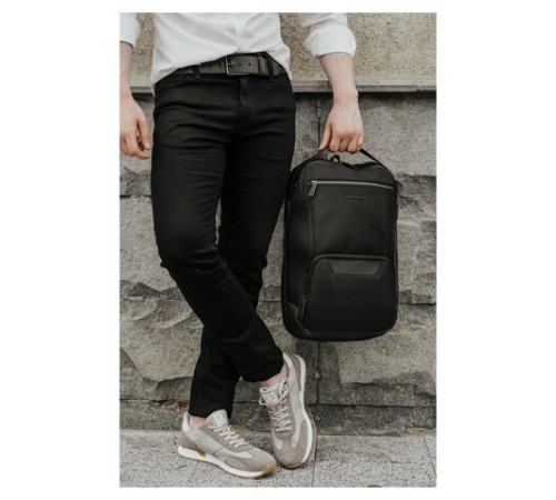 Рюкзак HEIKKI HIGH TECH (ХЕЙКИ) с отделением для ноутбука, USB-порт, черный, 46x30x10 см, 272588