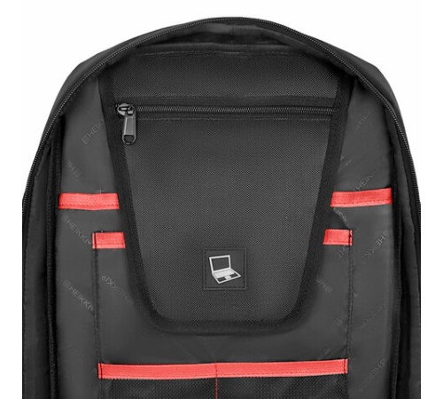 Рюкзак HEIKKI HIGH TECH (ХЕЙКИ) с отделением для ноутбука, USB-порт, черный, 46x30x10 см, 272588
