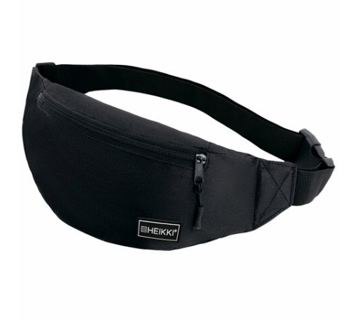 Сумка на пояс HEIKKI RIO (ХЕЙКИ), два отделения, регулируемый ремень, черная, 38х12х8 см, 272614