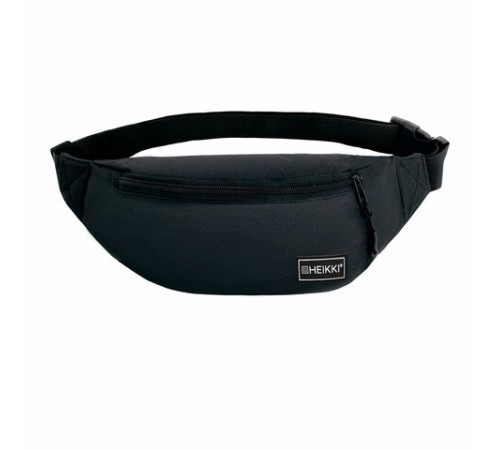 Сумка на пояс HEIKKI RIO (ХЕЙКИ), два отделения, регулируемый ремень, черная, 38х12х8 см, 272614