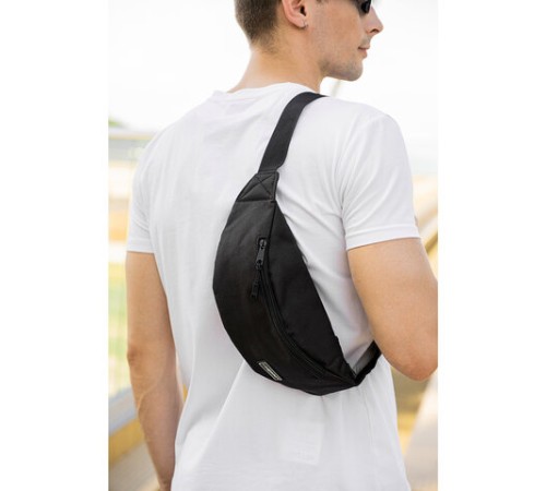 Сумка на пояс HEIKKI RIO (ХЕЙКИ), два отделения, регулируемый ремень, черная, 38х12х8 см, 272614