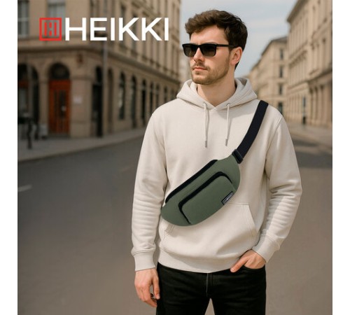 Сумка на пояс HEIKKI RIO (ХЕЙКИ), карман, регулируемый ремень, хаки, 30х12x10 см, 272616