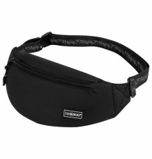 Сумка на пояс HEIKKI RIO (ХЕЙКИ), два отделения, регулируемый ремень, черная с белым, 38х12х8 см, 272617
