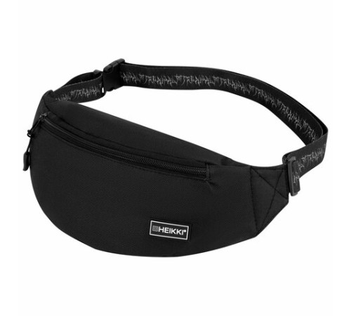Сумка на пояс HEIKKI RIO (ХЕЙКИ), два отделения, регулируемый ремень, черная с белым, 38х12х8 см, 272617