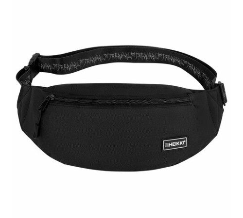 Сумка на пояс HEIKKI RIO (ХЕЙКИ), два отделения, регулируемый ремень, черная с белым, 38х12х8 см, 272617