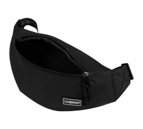 Сумка на пояс HEIKKI RIO (ХЕЙКИ), два отделения, регулируемый ремень, черная с белым, 38х12х8 см, 272617