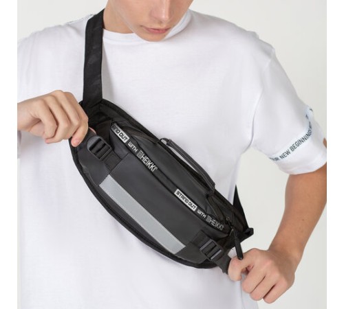 Сумка на пояс HEIKKI RIO (ХЕЙКИ), два отделения, регулируемый ремень, светоотражающий элемент, 36х9х13 см, 272618